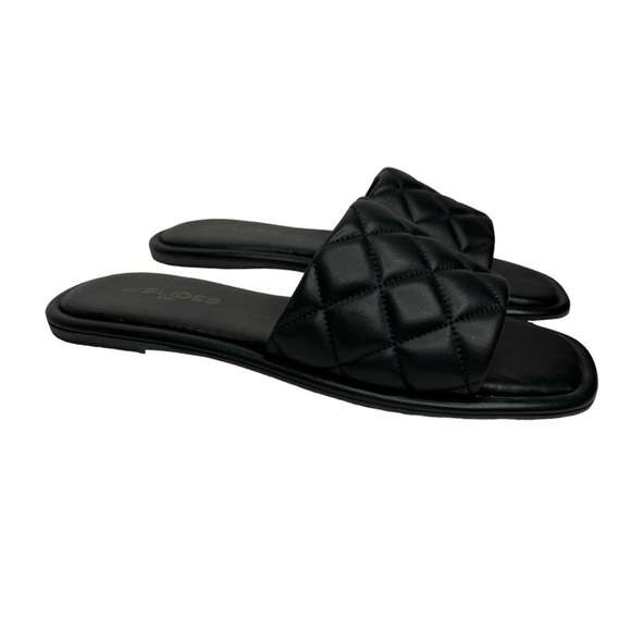 J/Slides Yoel Sandal Black Leather Quilted 8.5 - Picture 1 of 9